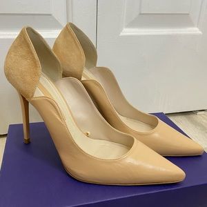 ZARA Stiletto Pumps Tan Nude Suede Leather Heels